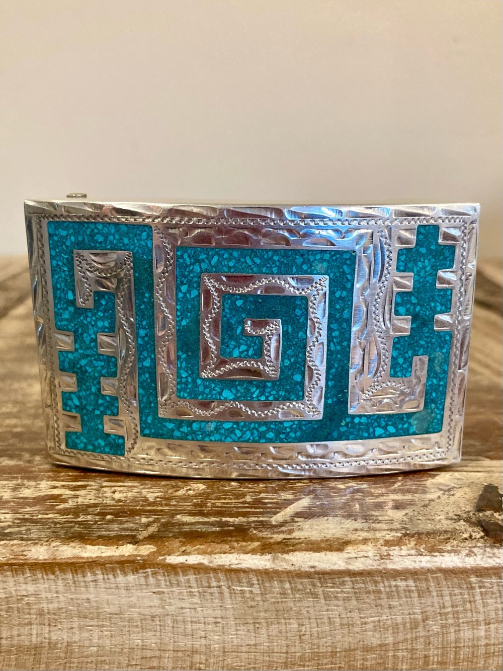 Men’s Sterling Silver Belt Buckle Plata De Jalisco VHLC 925 Blue Inlay